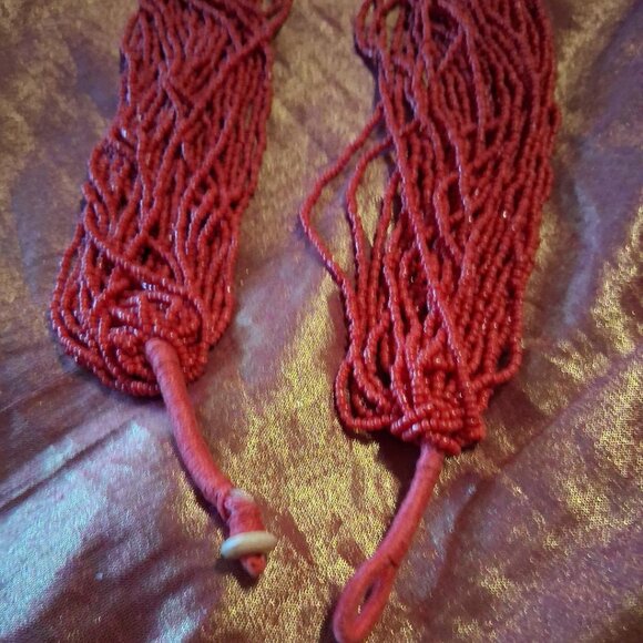 Vtg Tribal Multi Strand Seed Bead Necklace with Large Silver Pendant - Defective - Picture 5 of 5